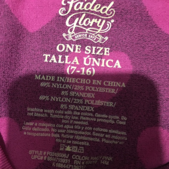 Faded glory pink leggings with cute black hearts - Picture 2 of 2